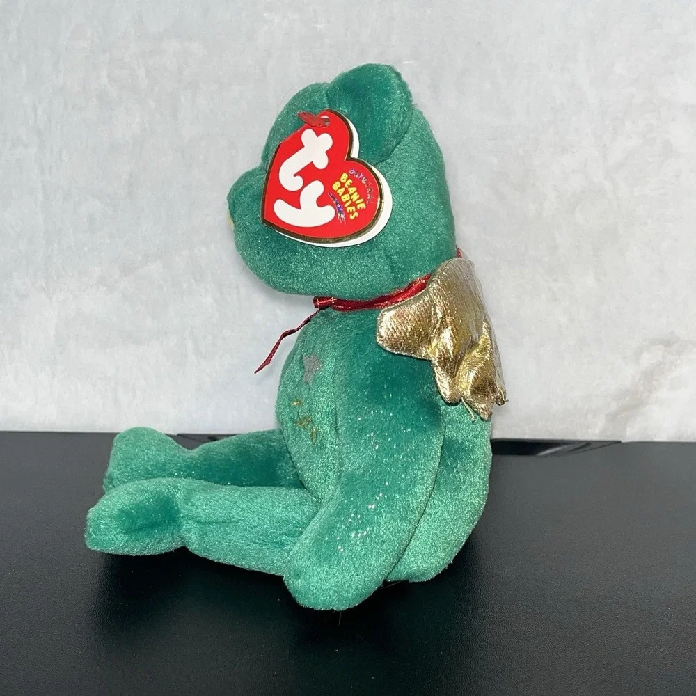 Ty Beanie Baby GIFT Joy Green Sparkle Bear Angel 2003 Christmas with Heart Tag